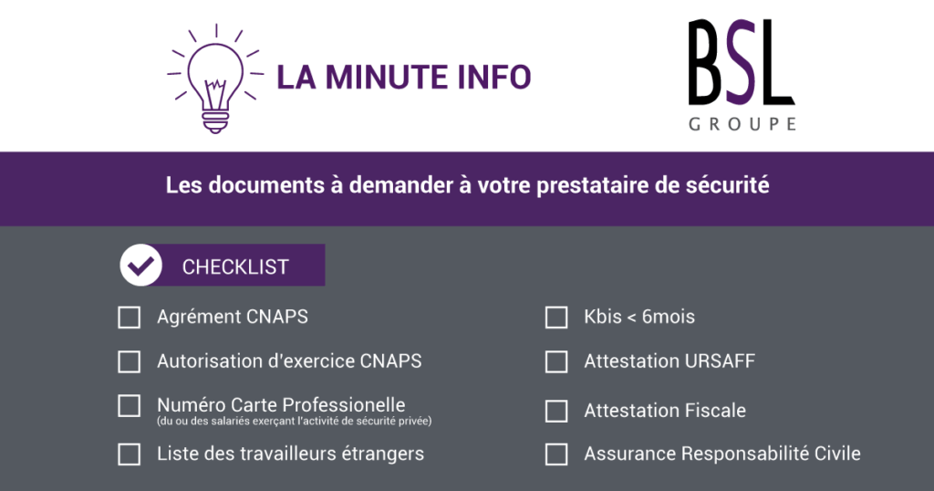 infographie checklist documents prestatires entreprise securite